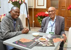 At the booth of EHPEA Boniface Lwanda from Fairtrade Africa (left) was having a conversation with the Chief Technical advisor of EHPEA Yohanes Abebe.
